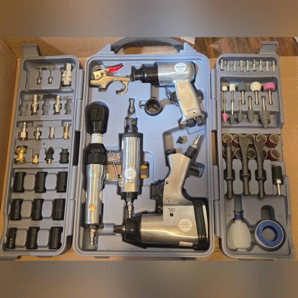 VEVOR 71PCS Pro Air Tool and Accessories Kit Impact & Ratchet Wrench Die Grinder